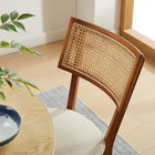 Modway Caledonia Fabric Upholstered Wood Dining Chair - Walnut/Beige - 2 Pack-Includes Non-Marking Foot Caps