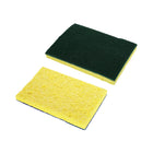 Globe Commercial Heavy Duty Cellulose Scrub Sponge - 6" x 4'' - Green/Yellow-Durable, tear resistant
