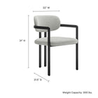 Modway Elio Barrel Fabric and Metal Dining Chair - Black/Dove Grey-Padded Seat and Backrest