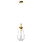 Hudson&Canal - Suspension Ambrose de 21 cm de large avec abat-jour en verre - Laiton/Transparent-Design moderne du milieu du siècle pour votre entrée, votre foyer ou votre cuisine