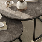 HOMCOM 31" Round Nesting Tables with Faux Marbled Top - Grey - 2 Pack-Colours: Grey