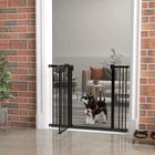 PawHut 29"-39" Pet Gate with Door Pressure Fit Dog Gate for Stairs - Black-Door can be set to open both directions or locked to a side