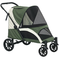 PawHut Foldable Pet Stroller for Dogs - Dark Green-Large size for dogs up to 66 lbs. (30 kg) and 26.8"(68 cm) long 