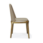 Manhattan Comfort - Chaise de salle à manger moderne Courding 53,1 cm en similicuir, coloris beige et noyer-Piètement à 4 pieds standard avec cadre de siège de chaise apparent