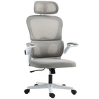 HOMCOM - Chaise de bureau ergonomique en maille avec soutien lombaire - gris-L’appuie‑tête peut pivoter, avancer/reculer et se retirer pour un soutien cervical personnalisé