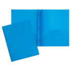 JAM Paper - Chemises POP colourées en plastique - chemises durables à 2 pochettes avec attaches métalliques - bleu - 6/paquet-Couleur : Bleu