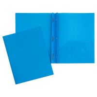 JAM Paper - Chemises POP colourées en plastique - chemises durables à 2 pochettes avec attaches métalliques - bleu - 6/paquet-Couleur : Bleu