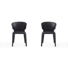 Manhattan Comfort - Lot de 2 chaises de salle à manger Conrad 52 cm style mid-century modern, revêtement en similicuir noir-Chaise de salle à manger style milieu du siècle pour usage dans la salle à manger lot de 2