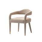 Manhattan Comfort Aspen 23.2" Mid-Century Modern Tweed Upholstered Dining Armchair - Gold Dust-Unique Upholstered Legs with Stainless Steel Gold Feet