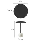 Modway Aliza Round White Marble Side Table - White Black-White Marble Base