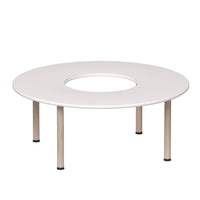 Beleduc Furniture - Emmanuele Classroom Round  Table with  a Round Hole In The Centre - 120 L x 120 W cm -  White-Doughnut-style table for schools, daycares, playrooms and homes