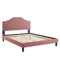 Modway Adelaide Performance Velvet King Platform Bed - Dusty Rose-King Platform Bed