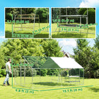 PawHut Large Metal Chicken Coop with Waterproof Cover - 9.8' x 13.1' x 6.4' - Silver-420D Oxford fabric provides UV and rain resistance 
