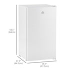 HOMCOM Mini Fridge with Freezer and Reversible Door for Bedroom - White-Features 2 adjustable shelves, a crisper drawer, and door racks