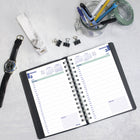 Blueline 2027 Daily Planner with Spiral Binding and Soft Lizard-Like Cover - 8" x 5" - Black-Telephone and address section