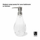 Umbra Droplet Soap Pump - 280ml - Clear-Dimensions: 3.25" W x 3.25" D x 8" H