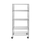 Seville Classics - Étagère En Câble Dacier Nsf À 5 Niveaux Avec Roues - 72 H x 36 W x 24 D po-Matériel : Chrome / Métal