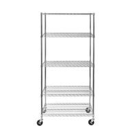 Seville Classics - Étagère En Câble Dacier Nsf À 5 Niveaux Avec Roues - 72 H x 36 W x 24 D po-Matériel : Chrome / Métal