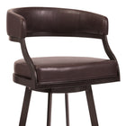 Armen Living - Saturn Tabouret de Bar Pivotant de 76 cm de Hauteur en Similicuir Marron et Métal Auburn Bay-4