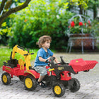 Aosom - Excavatrice 3 en 1 pour enfants à conduire avec 6 roues - rouge-Avec 6 roues en plastique résistantes à la base, offrant une conduite fluide 