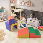 Qaba Toddlers Foam 4-Piece Play Set - Classic Colours-Soft PU leather for easy cleaning 