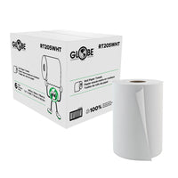 Globe Commercial - Essuie-tout en rouleau RT205WHT - Blanc - 205 pi/paquet - Paquet de 24-Le diamètre du noyau est de 1,875" et du rouleau le diamètre est de 7,5″