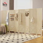 HOMCOM 8 Panel Freestanding Room Divider with Pegboard Display for Home Office - Natural Wood-Pegboard surface offers convenient organization for small items 
