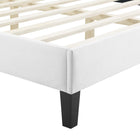 Modway - Peyton Lit plateforme Queen en velours haute performance avec pieds en bois noir - Blanc-Système de soutien en lattes de bois