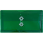 JAM Paper #10 Plastic Envelopes with Button and String Tie Closure, 5.25 x 10, Green Poly, 24 Pack (921B1grg)-Green