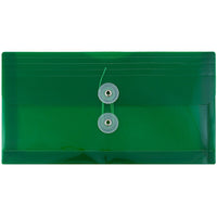 JAM Paper #10 Plastic Envelopes with Button and String Tie Closure, 5.25 x 10, Green Poly, 24 Pack (921B1grg)-Green