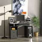 HOMCOM 47.2" Computer Desk with Keyboard Tray - Black-A printer rack, a CPU stand, a keyboard tray and a sliding scanner shelf keep your office supplies organized