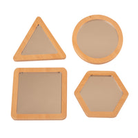 Learn Well Little Looking Shape Mirrors 4-Piece Set-Beautifully crafted wooden mirrors that are perfect for small hands to explore reflections