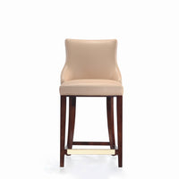 Manhattan Comfort - Shubert tabouret de comptoir moderne 22,64" en similicuir rembourré - tan-Tabouret de comptoir moderne avec dossier parfait pour une utilisation au comptoir et dans la cuisine