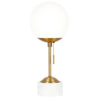 Hudson&Canal Reagan 17.75" Tall Table Lamp with Glass Shade - Brass/ White Marble/White Milk-Modern and contemporary design for your living room, workspace, or bed side table