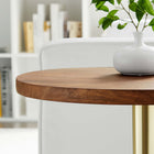Modway Viva Round Acacia Wood Side Table - Brass Light Oak-Modern Silhouette