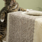 PawHut - Tunnel pour chat en peluche avec deux grottes et balle suspendue - blanc crème-Matériau en bois robuste et durable 