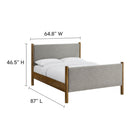 Modway Maven Queen Size Fabric Upholstered Platform Bed - Wheat Walnut-8