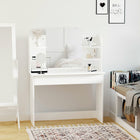 HOMCOM Vanity Desk with Mirror - 42.5" L x 15.75" W x 56" H - White-Use it as a dressing table or desk 