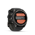 Garmin - Montre connectée GPS multisports fēnix 8 Pro - 51 mm - Titane DLC gris carbone avec bracelet en silicone noir/gris galet-SOS ET RÉPONSES GARMIN - En cas d'urgence, la technologie satellite inReach vous permet d'envoyer un message SOS interactif au centre de coordination Garmin Response, disponible 24/7.
