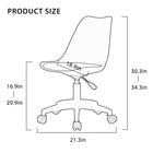 Homy Casa Modern Transparent Backrest Swivel Task Chair with White PU Leather Seat-Compact size ideal for home offices and small workspaces