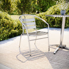 Flash Furniture Commercial Aluminum Indoor-Outdoor Restaurant Stack Chair with Triple Slat Back & Arms-Stacks up to 20 Chairs High