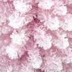 HOMCOM 7' Pencil Artificial Christmas Tree with Snow-Flocked Branches - Pink-Flame-retardant branches are crafted to minimize the risk of catching fire 