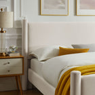 Modway Rael Performance Velvet Full Platform Bed - Alabaster-Padded Headboard and Footboard