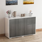 HOMCOM - Buffet en finition brillante 46,1 po L avec 2 tiroirs - gris et blanc-Comprend 2 tiroirs, des armoires à 2 portes et un plateau plat 