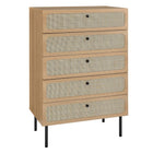 Modway Chaucer 5-Drawer Chest - Oak-Modern 5-Drawer Chest