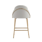 Manhattan Comfort Gracie 22" Modern Leatherette Upholstered Counter Stool - Stone and Gold - 3 Pack-Minimal Assembly Required. Hardware Included