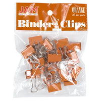 JAM Paper Colourful Binder Clips - Small - 3/4" - Orange - 25 Pack-Colour: Orange | Made of tempered steel for an extra strong hold