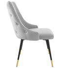 Modway Adorn Performance Velvet Dining Side Chair - Light Grey - 2 Pack-Black Tapered Legs