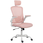 HOMCOM Ergonomic Office Chair with 4D Lumbar Support - Pink-Breathable mesh prevents stuffiness, ensuring cool comfort all day