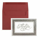 JAM Paper Thank You Card Sets - Silver Border Cards with Dark Red Envelopes - 25 Cards and Envelopes-Color: Silver Border Cards with Dark Red Envelopes